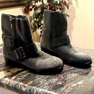 Marc Fisher Grey Suede leather Moto Boots - size 8.3 NWOB